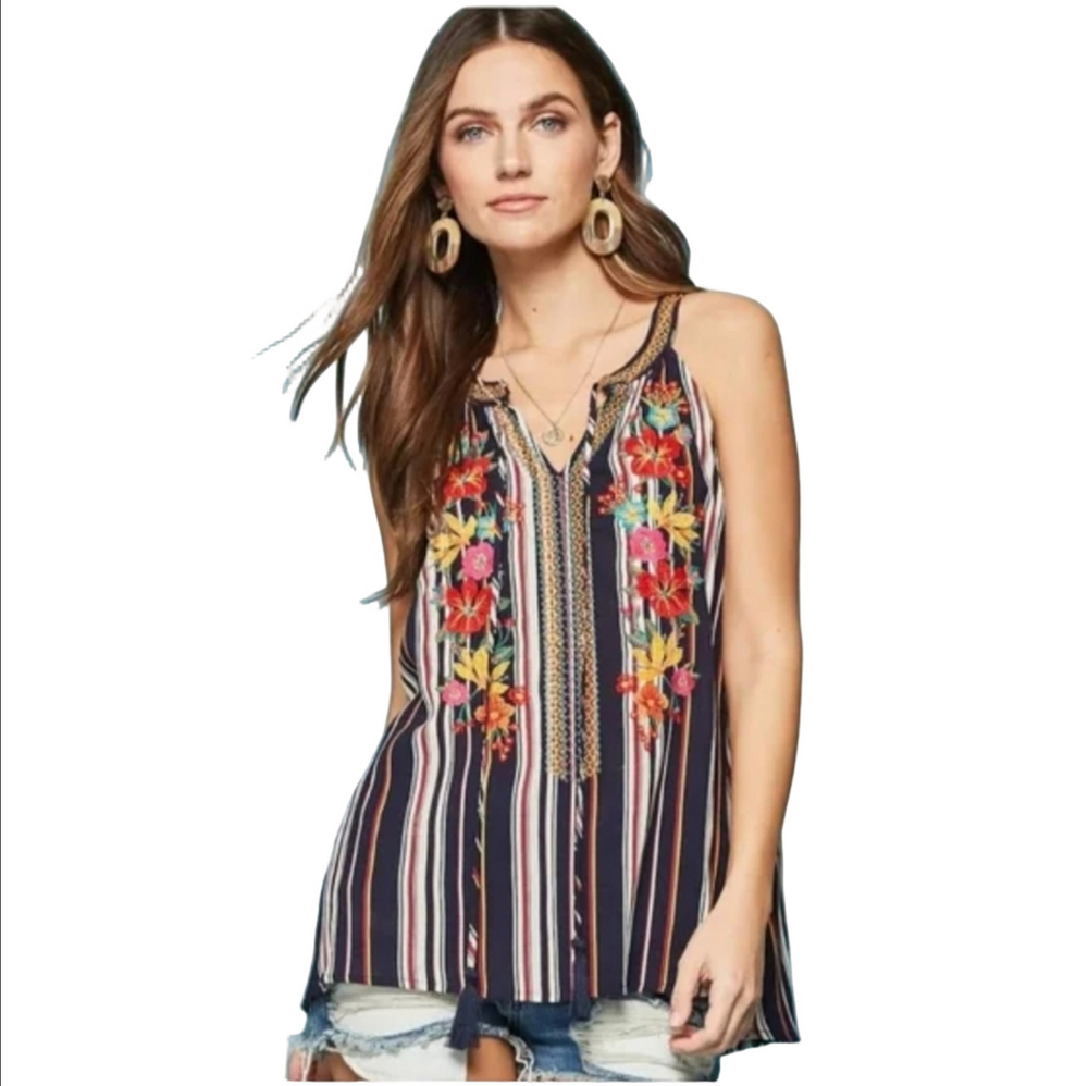 Savanna Janes sleeveless embroidered blouse